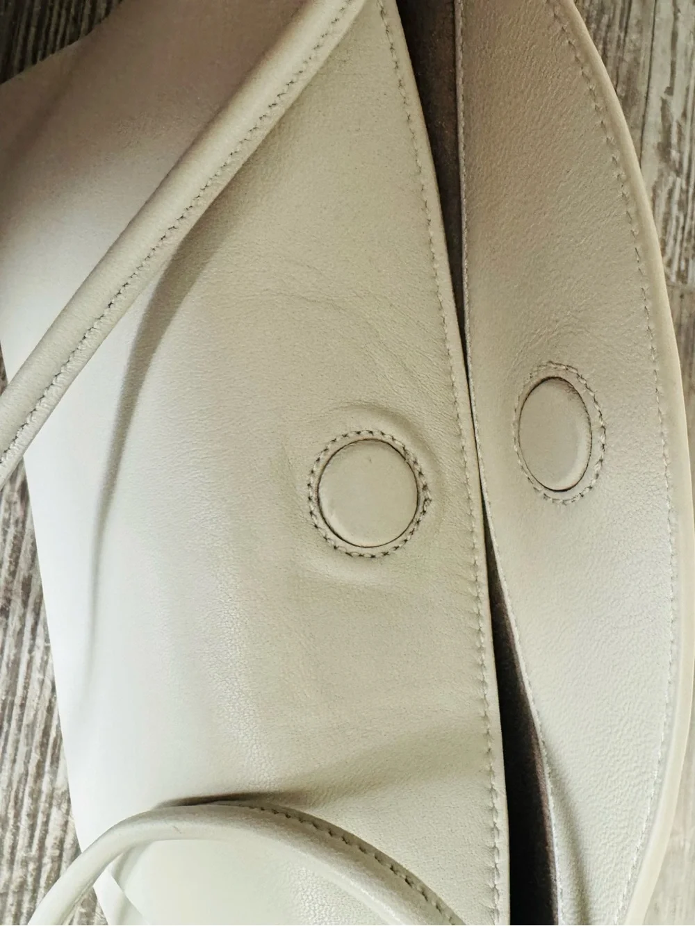 EUC Massimo Dutti Minimalist Ivory Nappa Leather Double Strap Bag Quiet Luxury - Picture 3 of 5